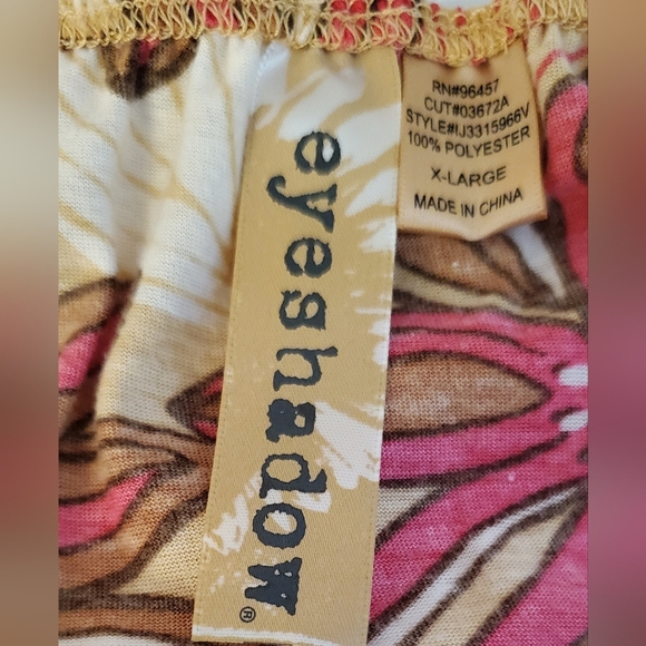 Eyeshadow Sleeveless Boho Halter Pink & Brown Floral Top Wood Bead Neck Size XL - Picture 4 of 6